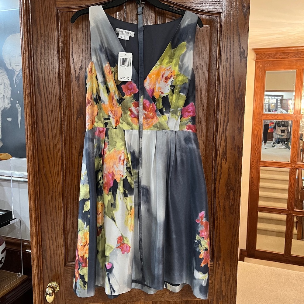 Kay Unger New York 100% Silk Cocktail Dress with matching Belt NWT Size 12